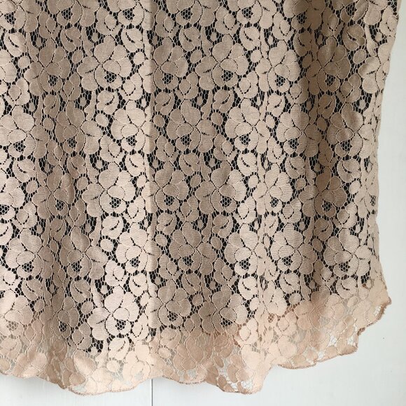 Champagne Pink Floral Lace Short Sleeve Top - Picture 8 of 15